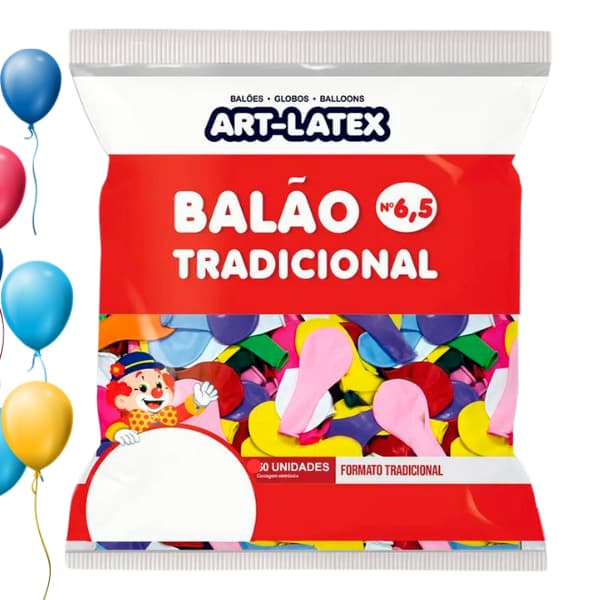 Balão Liso n°6,5 c/ 30un Sortido Art-Latex