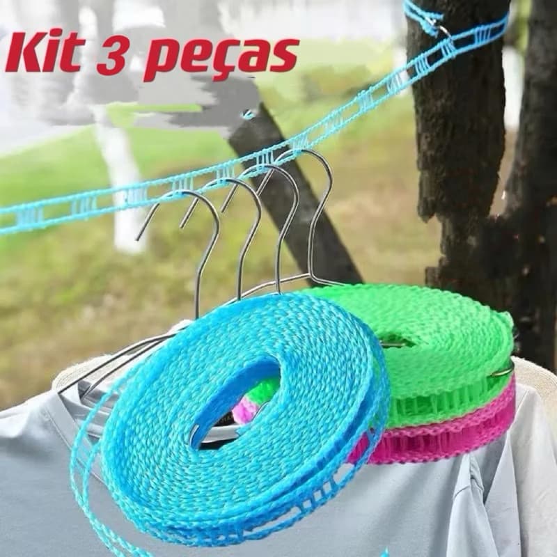 Kit 3 peças ou 1 Peca 5m Varal Retrátil Portátil Antiderrapante À Prova De Vento / Não Escorrega / Corda Para Pendurar