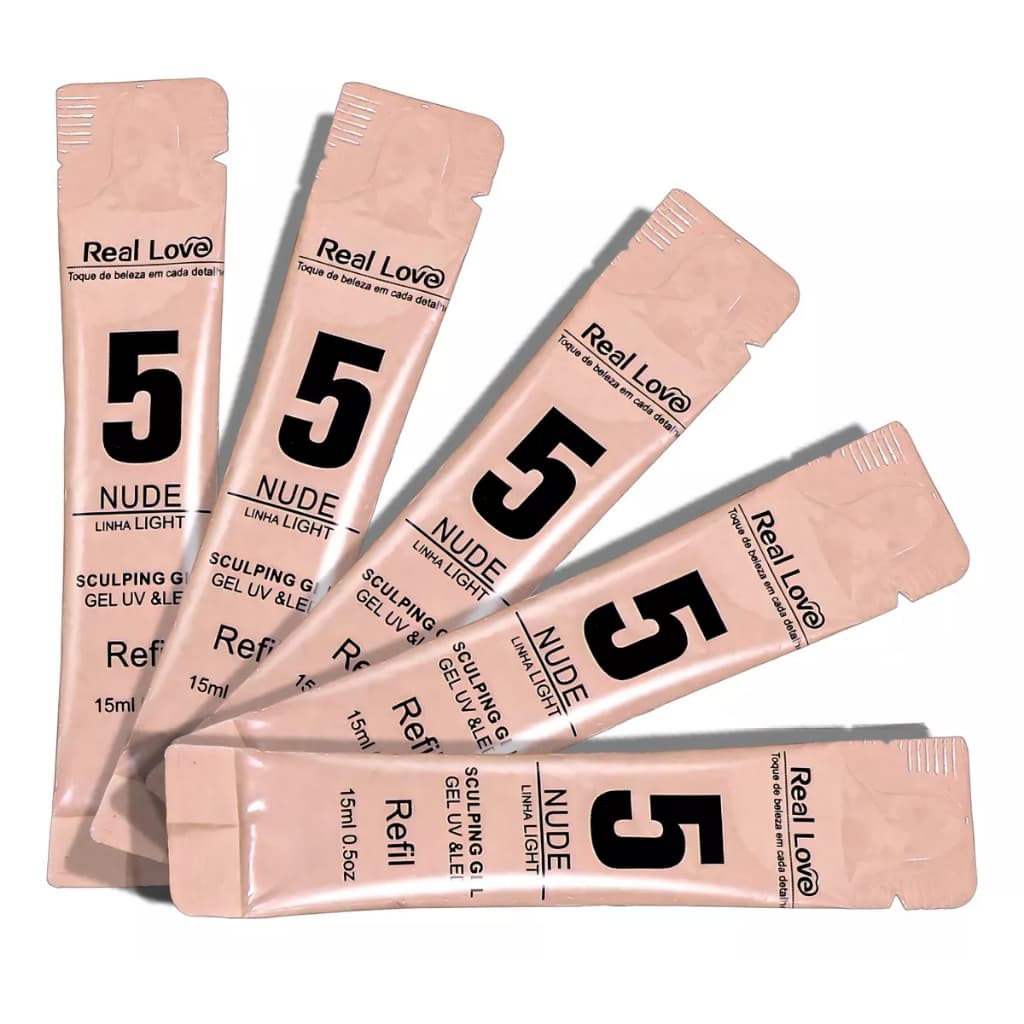 Kit 5 Sachês Refil Sculping Gel Unhas Light 15ml - Real Love