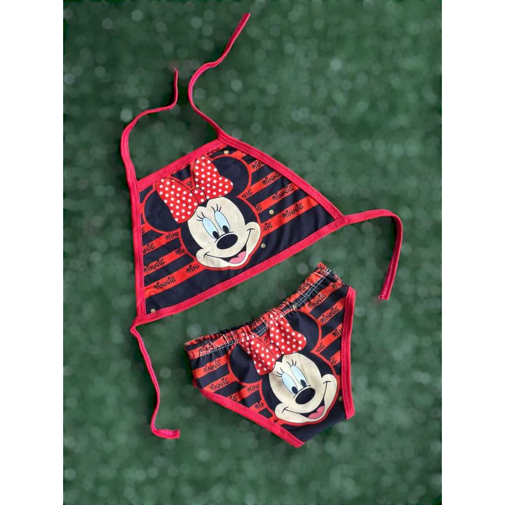 Biquini Menina Infantil Temático 2 Peças Minnie Vermelho