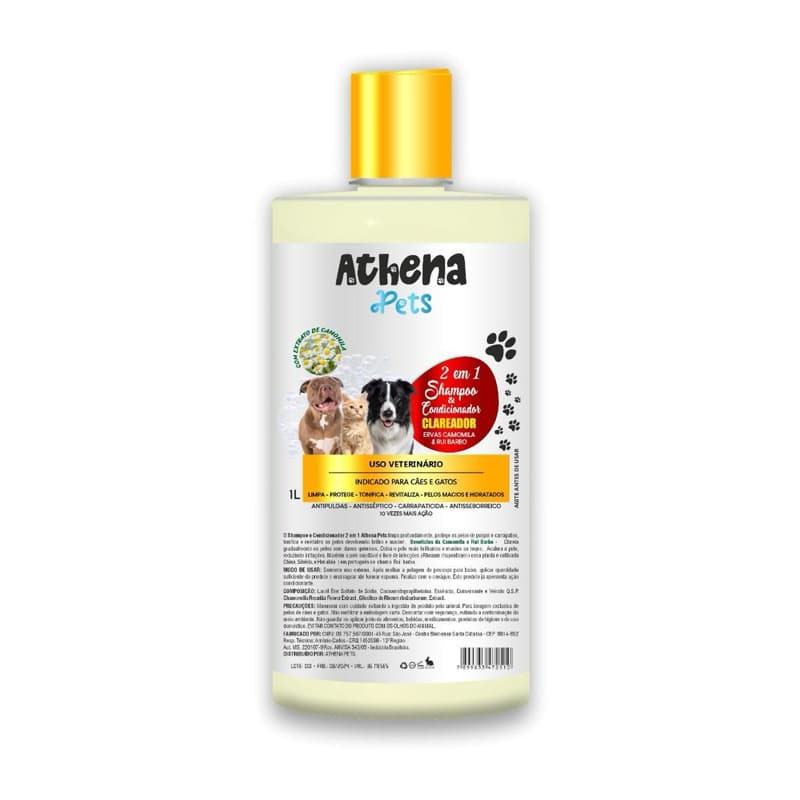 Shampoo Pet p Cachorros e Gatos com Condicionador Branqueador 500Ml 2 Em1 Camomila Linha Pet Shop Profissional