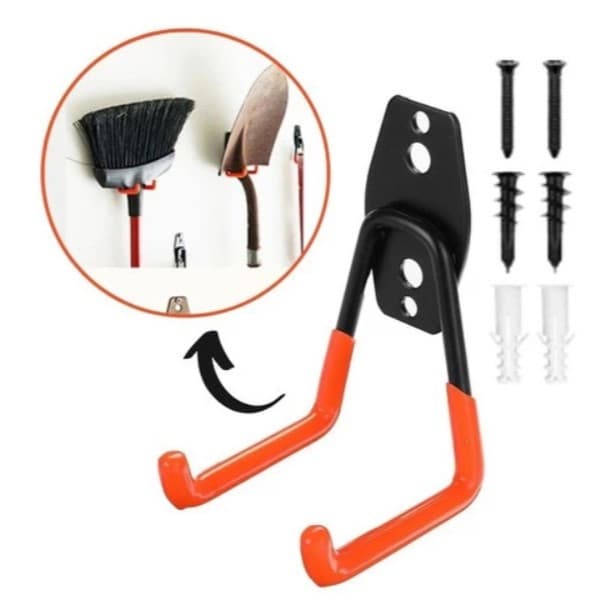 Suporte De Parede Aço Multiuso 23kg Bike Mangueira Escada Cor Preto + Parafuso e bucha