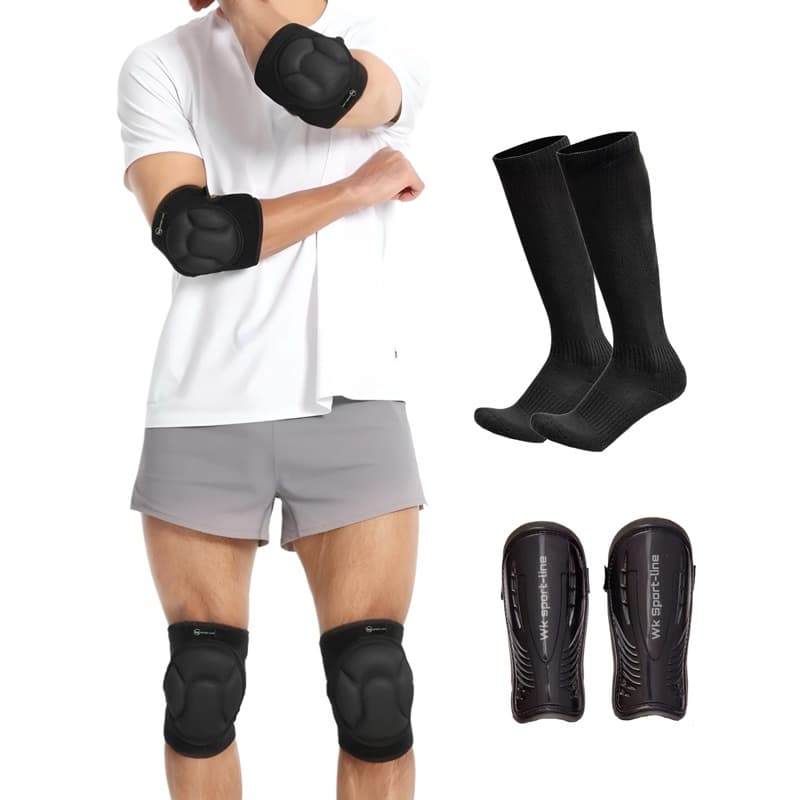 Kit Joelheira Master Cotoveleira Meião E Caneleira Futsal futebol