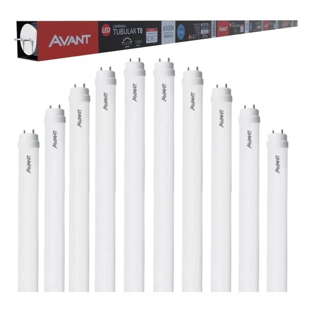 Kit 10 Lâmpadas Led Tubular T8 18w 120cm 3000k À 6500k