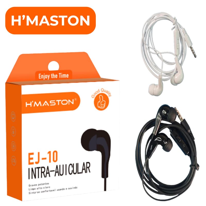 H'maston Fone De Ouvido Intra-Auicular Com Fio Estéreo Com Microfone Para Celular Notebook P2 3.5mm EJ-10