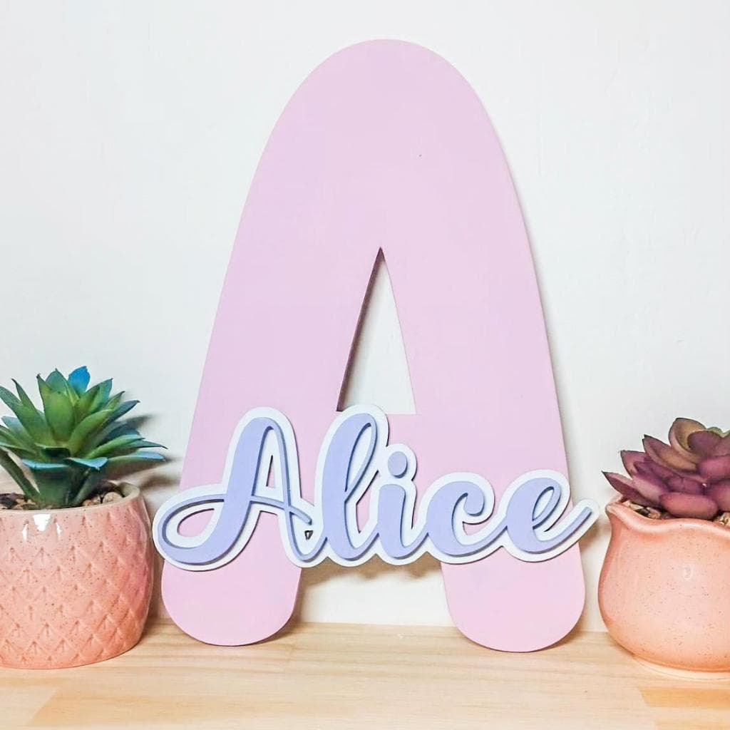 Enfeite Porta maternidade Letra com nome em MDF/ Decoração de Parede de Quarto Infantil.