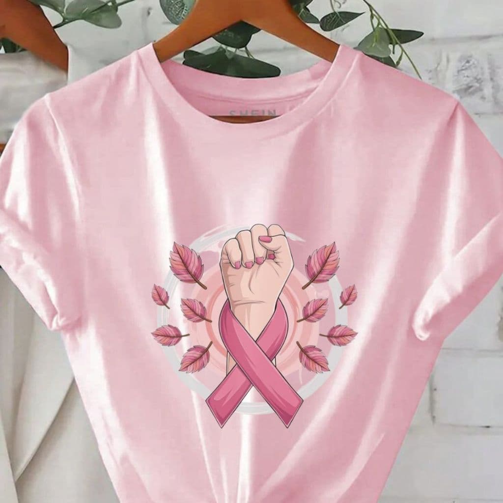 camiseta feminina Blusinha T-shirt Feminina 100% Algodão Outubro camisa Rosa Conscientização