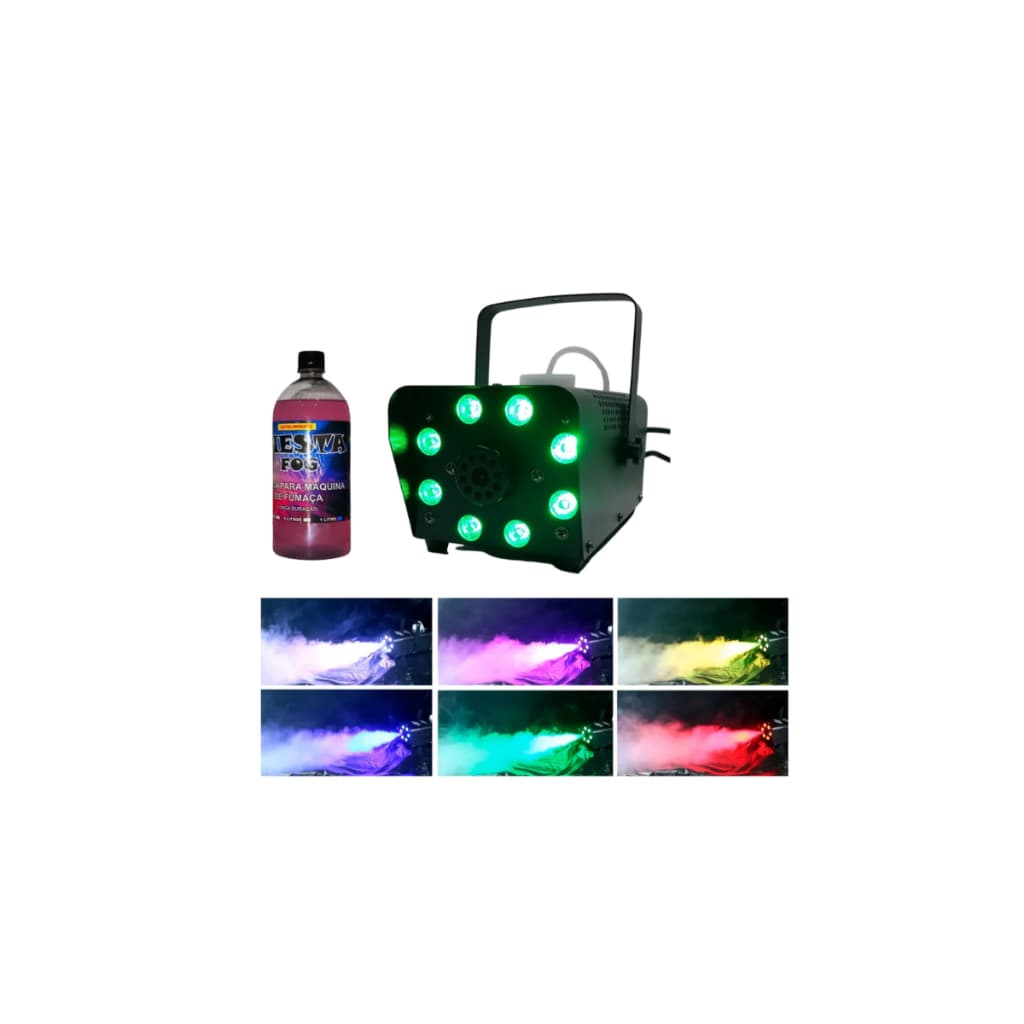 Máquina De Fumaça 750w 8 Leds Iluminação Rgb + Controle 110v