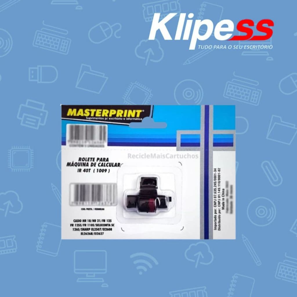 ROLETE ENTINTADOR IR40T (1009) PRETO/VERMELHO - MASTERPRINT