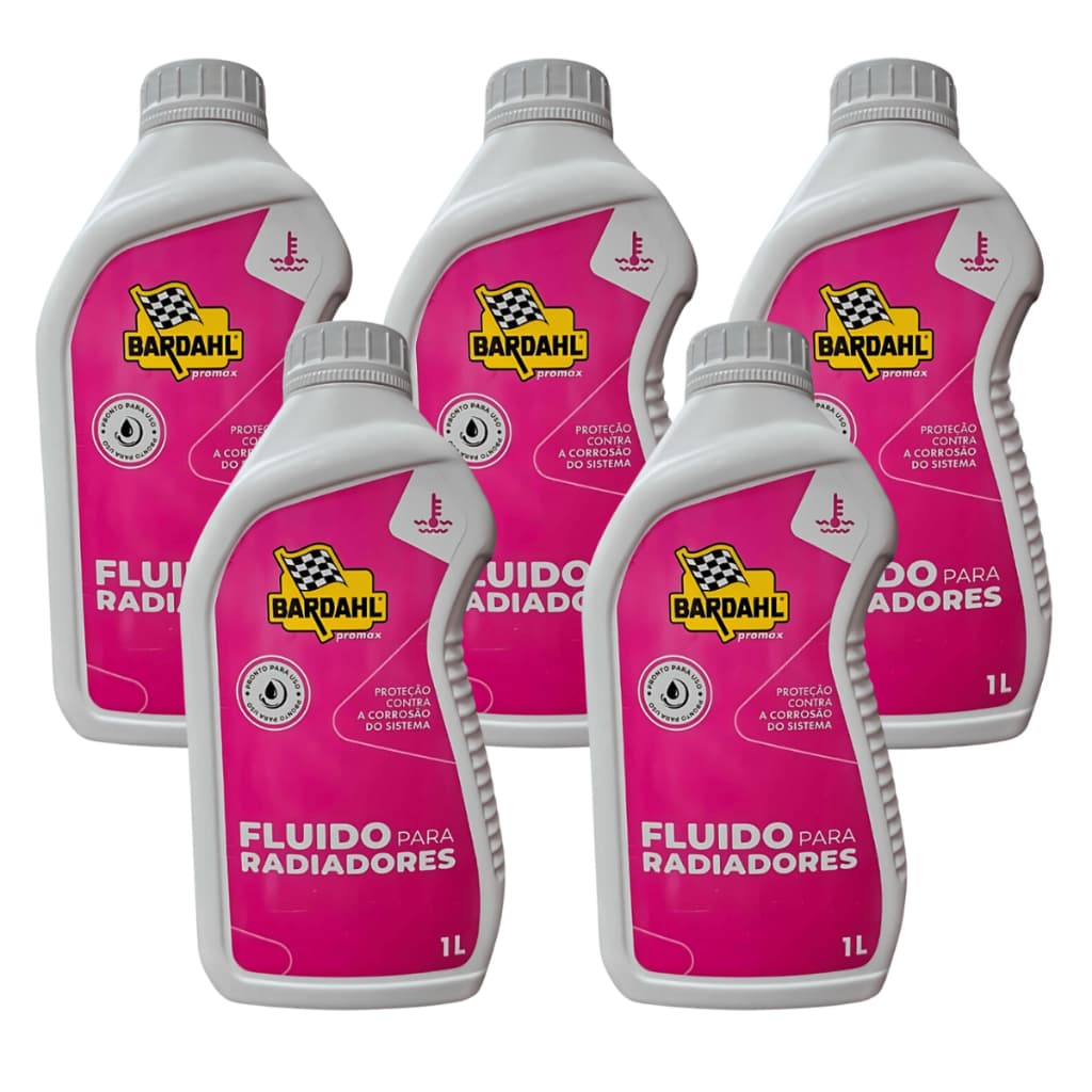 Kit 5 Litros Aditivo Fluído Para Radiador Bardahl Promax Rosa Pronto Para Uso