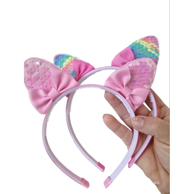 Tiara Orelhinha gatinho, arquinho Paetê colorido, tiara infantil Carnaval, arco colorido, tiara escolar