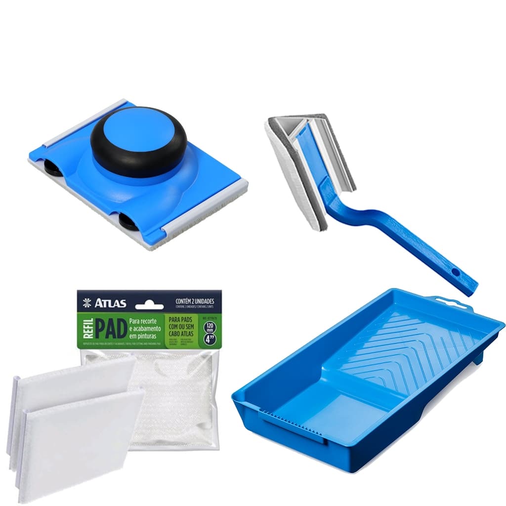 Kit Pad Para Recorte Pintura  + Pad para Pintura de Cantos + Refil + Bandeja 250ML ROMA