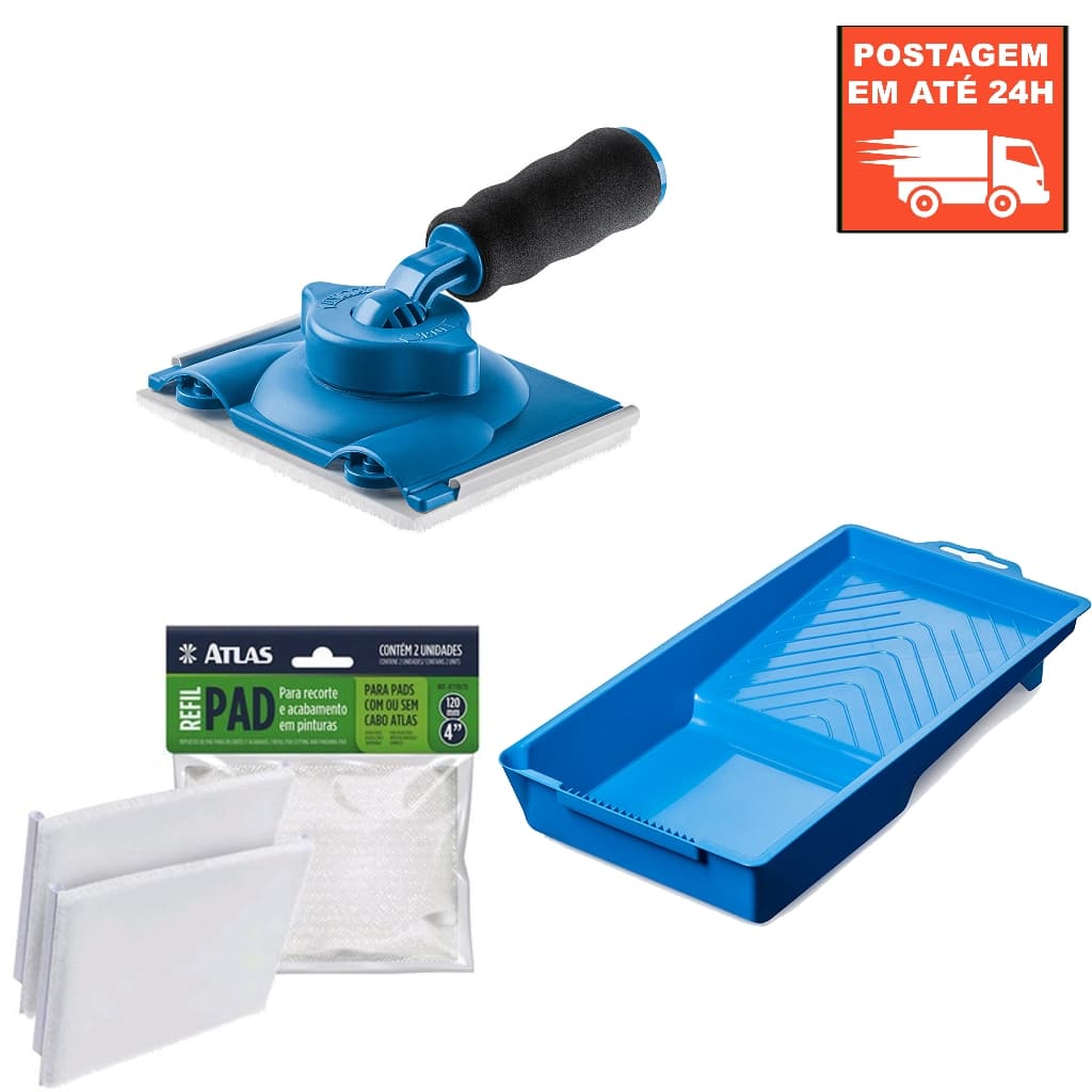Kit Pad Para Pintura Com Cabo Ajustavel + Refil + Bandeja 250ML ATLAS
