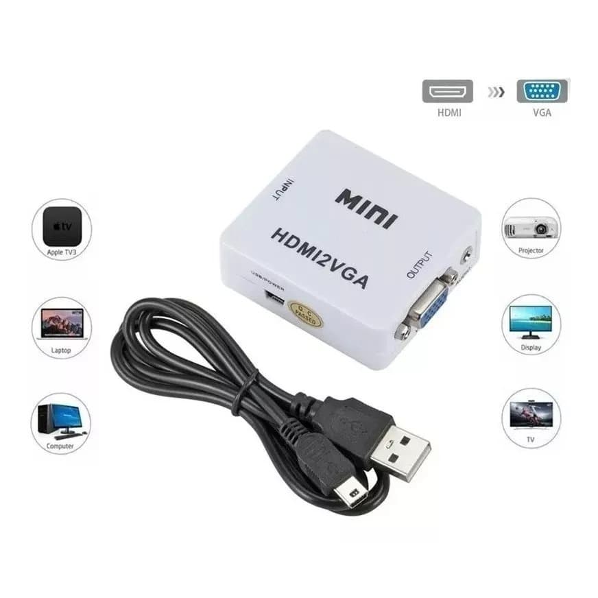 Adaptador Conversor De Hdmi Para Vga Com Áudio Monitor Tv