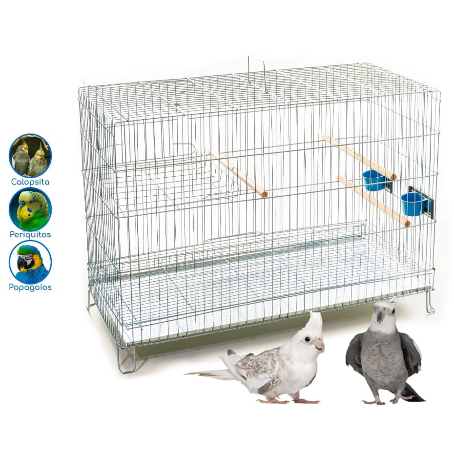 Gaiola Criadeira Para Calopsita Tam. Grande Com Suporte P/ Ninho Zincada Cor Prata  - G576