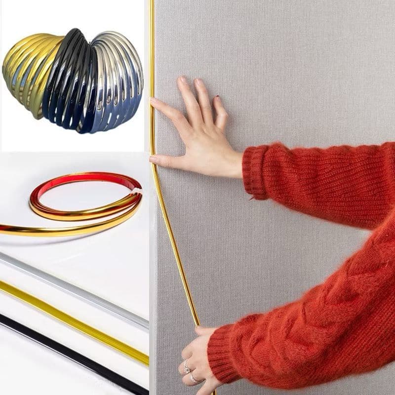 Fita Metalizada De  PVC Decoração Cabeceira Perfil Adesivo Dupla Face