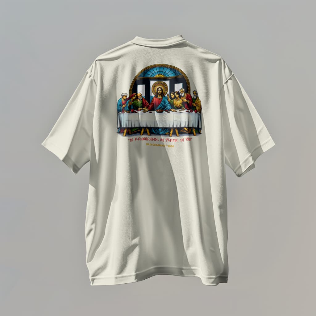 Camiseta Oversized Streetwear Unisex Camisa 100% Algodão Bilix Company Santa Ceia Blusa Cristã