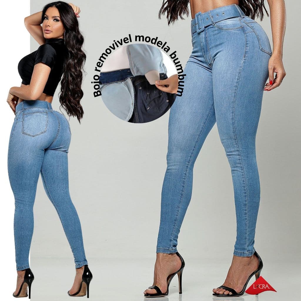 Calca Feminina Estilo Pitbull Jeans Com Bojo Levanta Bumbum