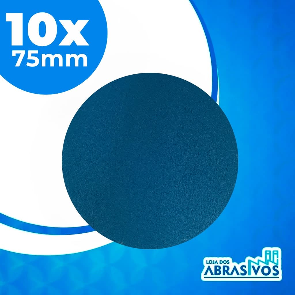 Kit com 10 Discos Lixa hookit com Base Velcro 3 Polegadas Sem furos - 75mm - Disco para Lanternagem (faróis) , Disco para Madeira, Disco para Metais, Disco Funilaria