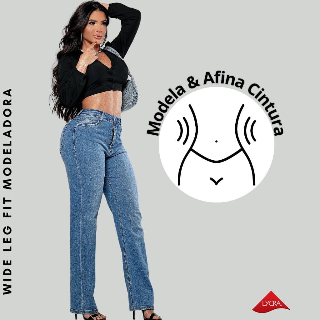 Calça Reta Feminina Com Lycra E Tecnologia Modeladora