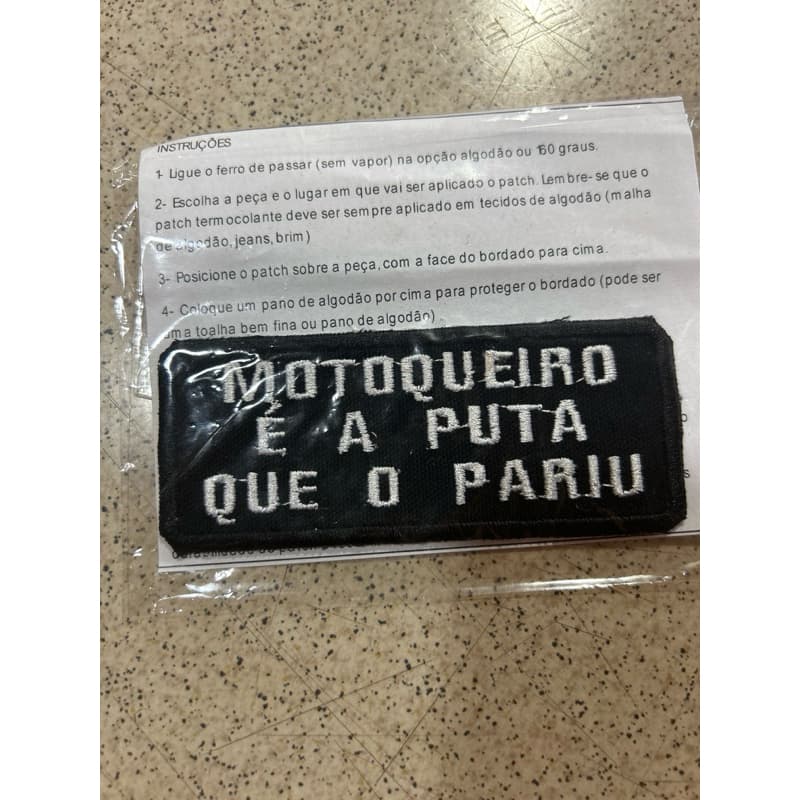 Patch bordado moqueiro motociclista frase