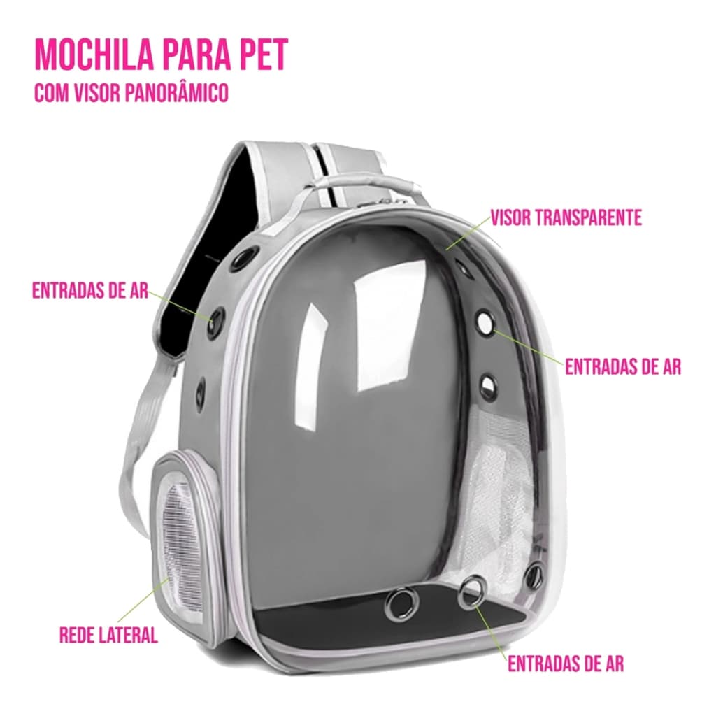 Mochila Bolsa Pet Visão Panorâmica Astronauta Color Gato Ou Cachorro férias verão