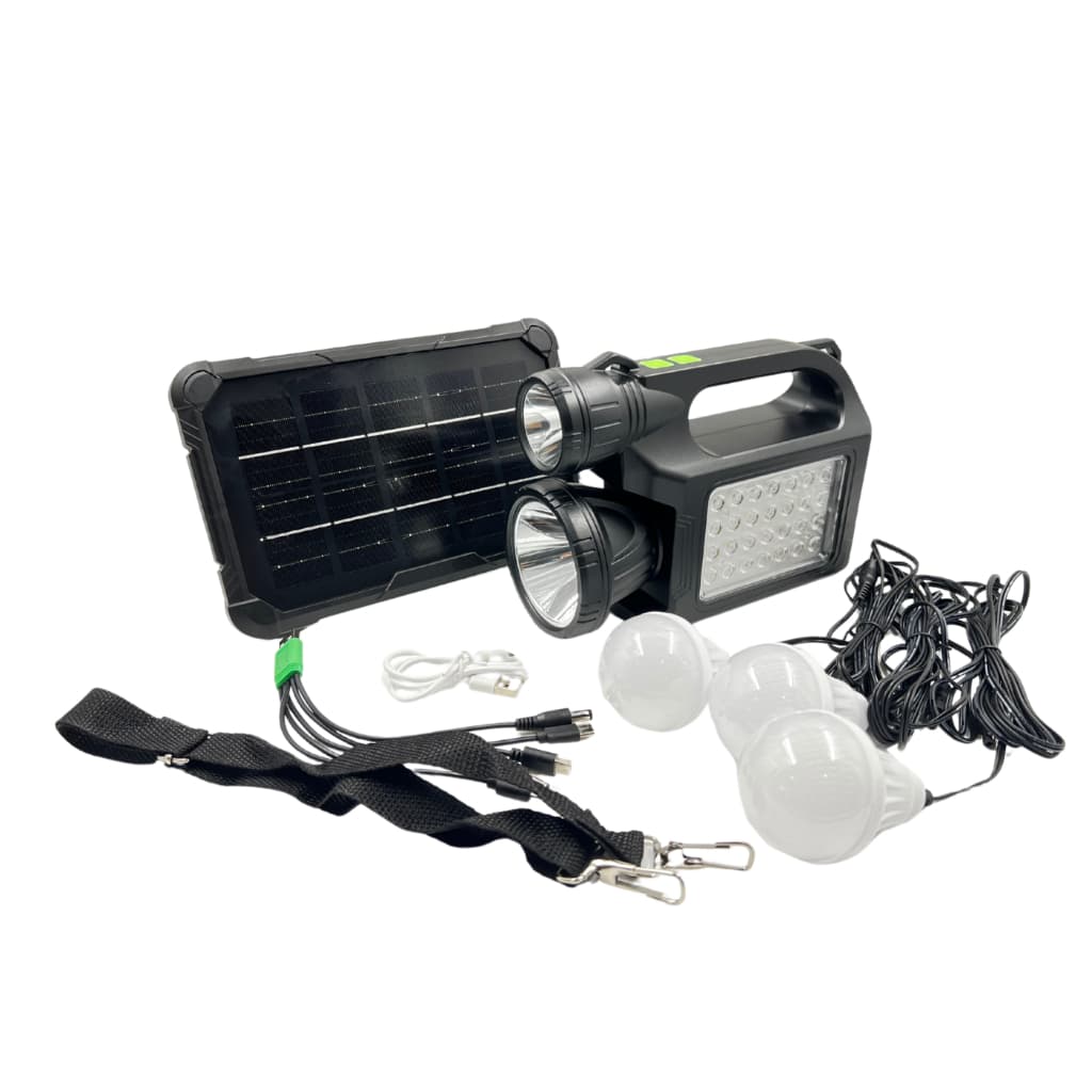 Kit Bateria Portátil Painel Solar 4 holofotes 3 Lâmpadas Bateria Removivel NOVIDADE Led Pesca Camp