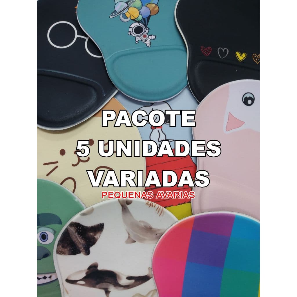 PACOTE 5x Mouse pad Ergonomico pequenas avarias estampas variadas