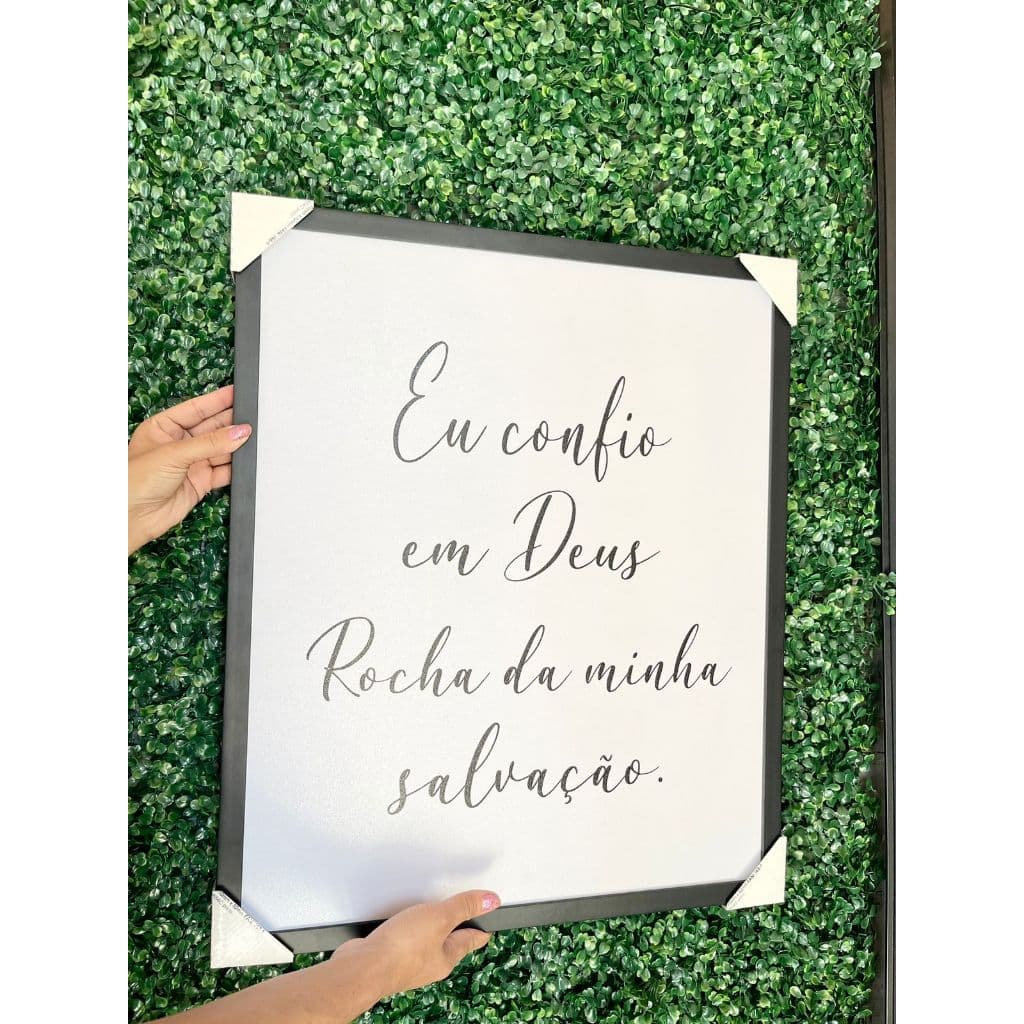 Quadro para caixa de luz resinado com moldura 43x63 EU CONFIO EM DEUS ROCHA DA MINHA SALVAÇÃO decoração\quarto\sala