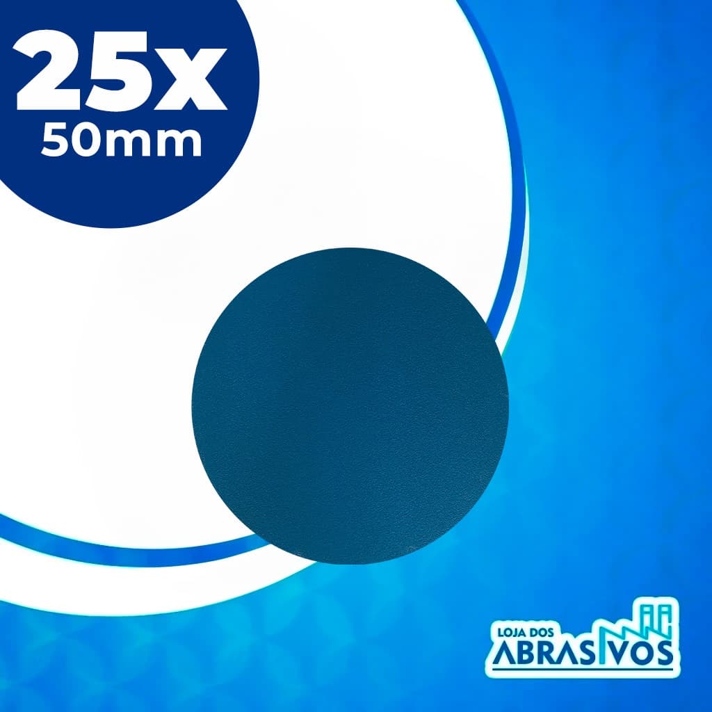Kit 25 Discos Lixa Hookit Base Velcro 2 Pol. Sem furos 50mm (5cm) Disco pequeno - Ideal para Farol