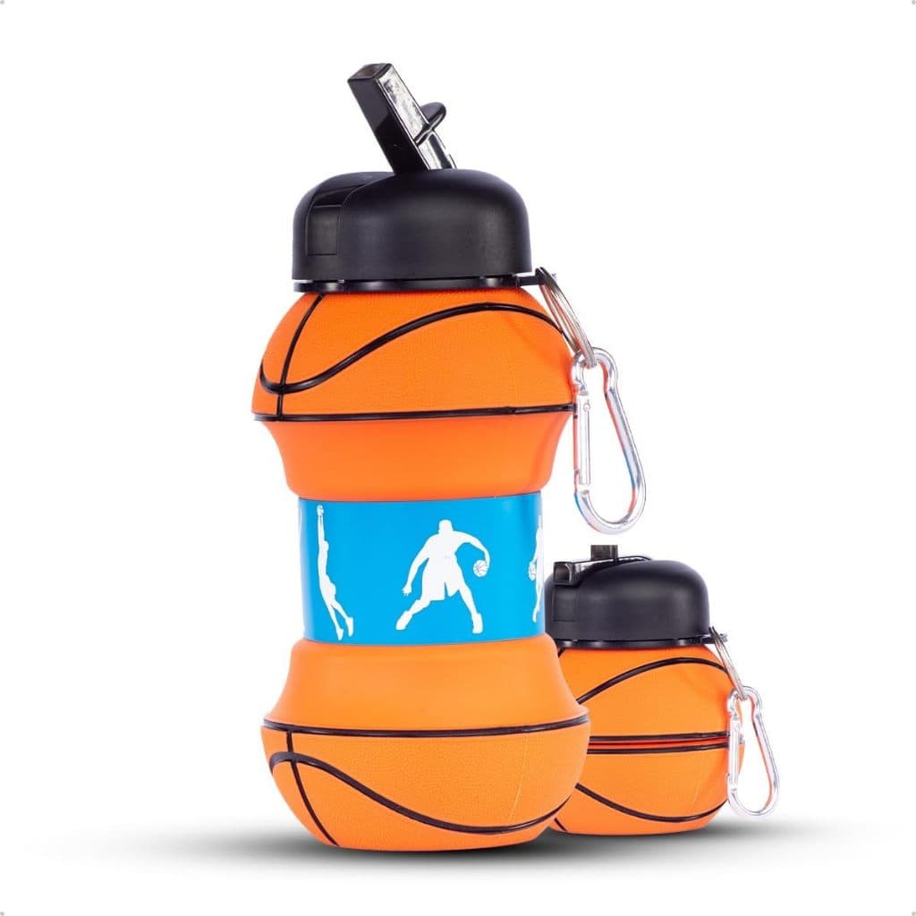 Garrafa de Água Dobrável Infantil Bola  de Basquete 550ml