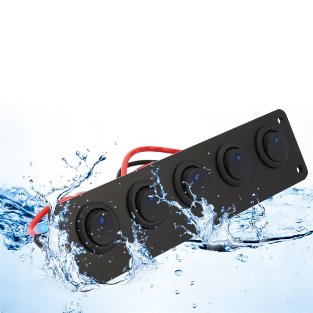Painel Elétrico Prova De Água 5 Chaves Botões Led Lancha Barco Carro Caminhão Motorhome