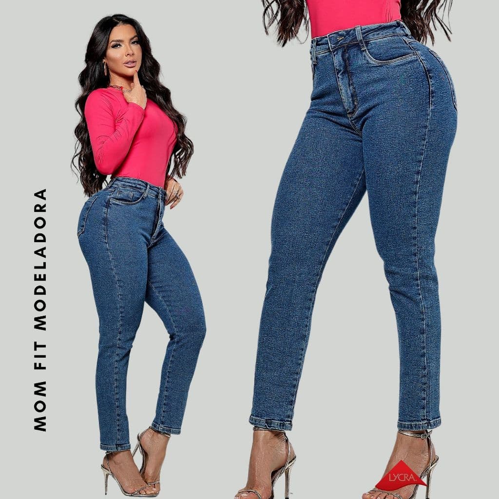 Calça Mom Modeladora Cintura Alta Com Conforto Em Lycra