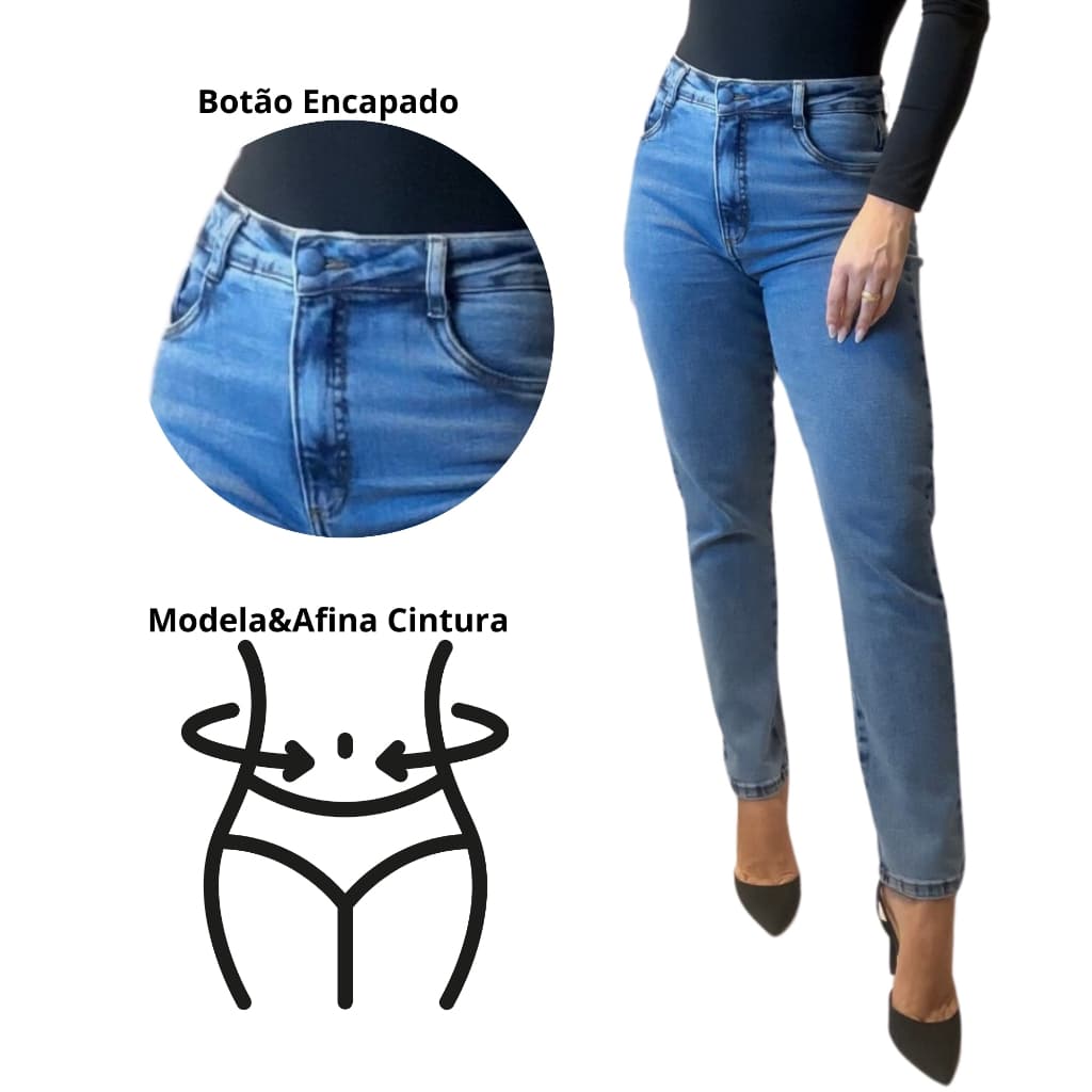 Calça Mom Jeans Feminina Com Efeito Modelador De Cintura