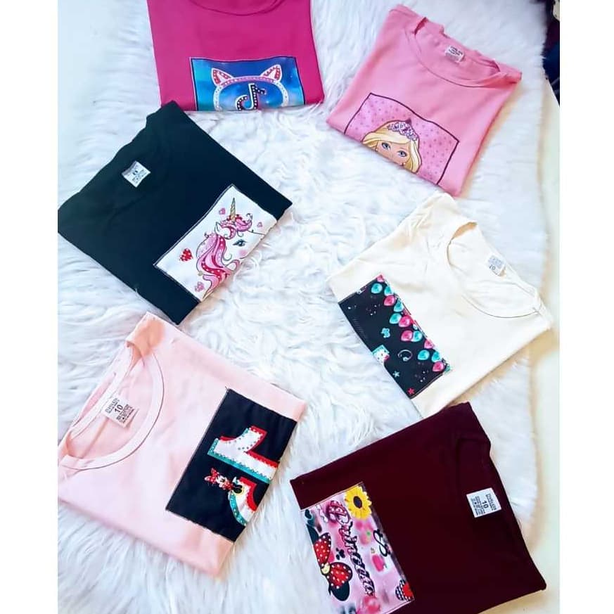 Blusa Infantil Baby Look com Estampa COSTURADA  Menina