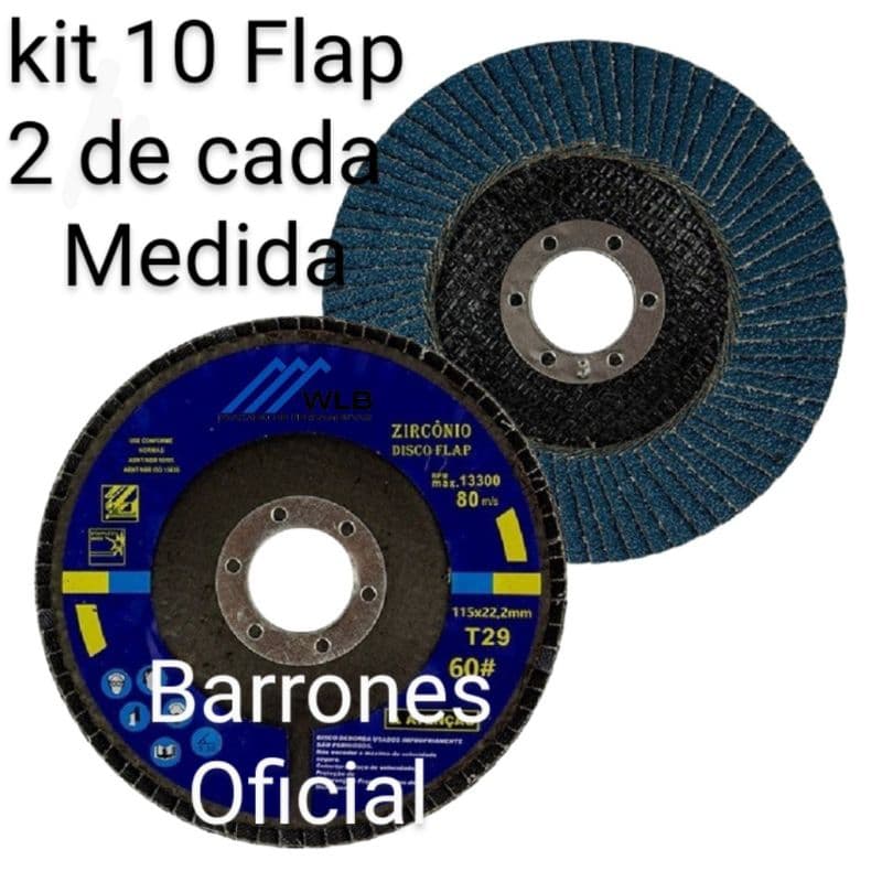 kit lixa Flap zicornio são dois disco lixa flap de cada medida sendo grão 40/60/80/100/120