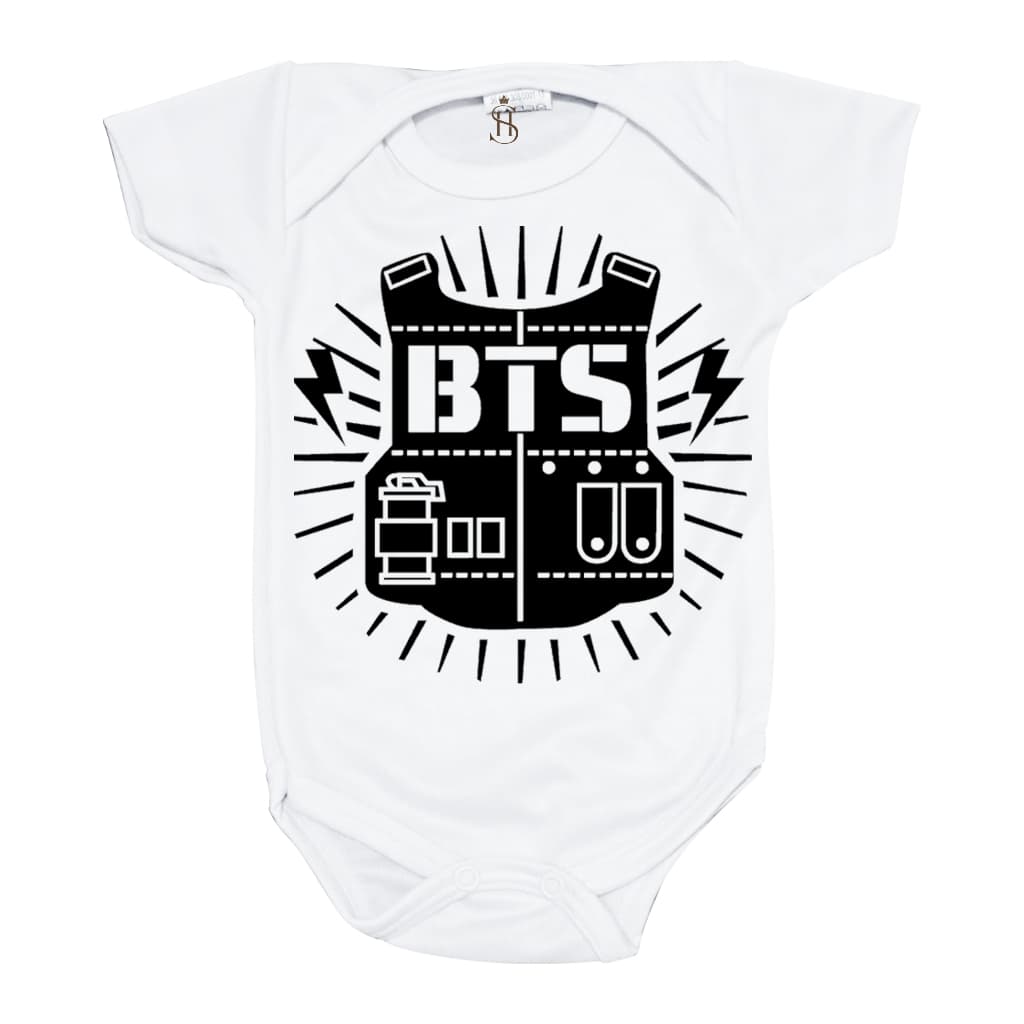 Body Infantil Bebê Estampa Música K-Pop BTS logo