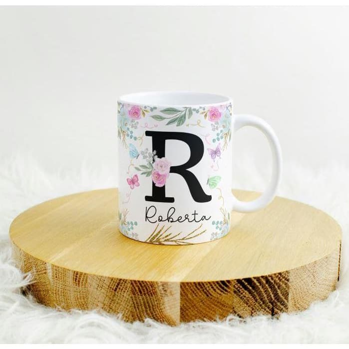 Caneca personalizada - Alfabeto Floral (Alfabeto completo)