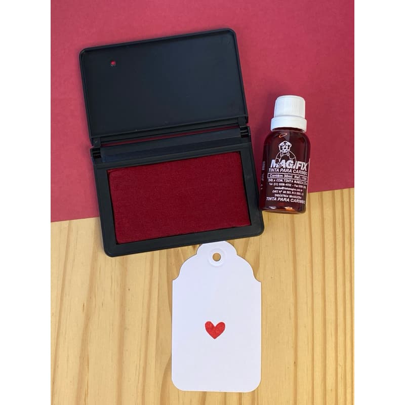 Almofada para carimbo em feltro marca real pen N2 + Tinta Cor: Vermelho