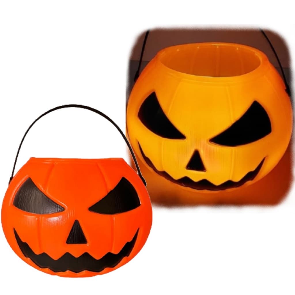 1 Caldeirão Cesto Abobora + 1 Vela Led - Kit Halloween