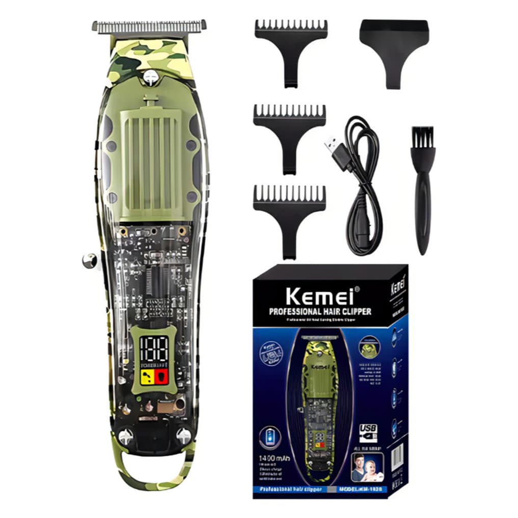 Máquina De Cortar Cabelo Transparente Bivolt Kemei Km-1928