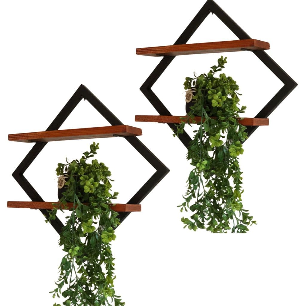 Kit C/2 quadros prateleira nicho losango de 2 tábuas pinus quadro decorativo para decoração