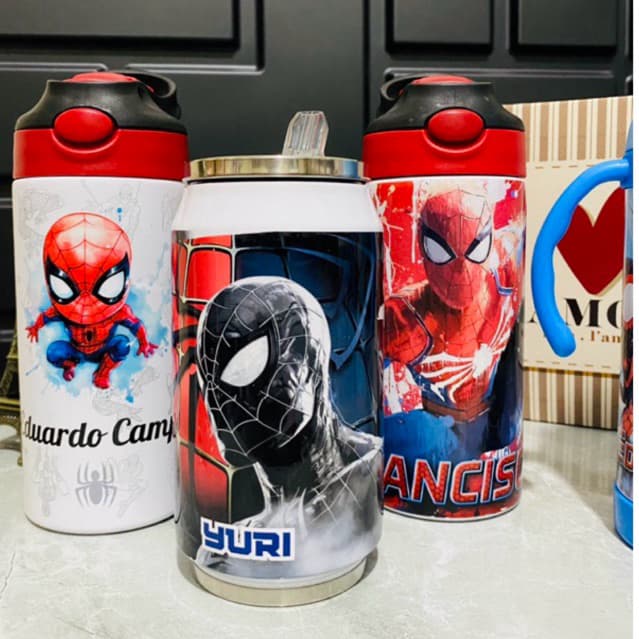 Garrafinha térmica infantil personalizada Homem Aranha, garrafa homem aranha