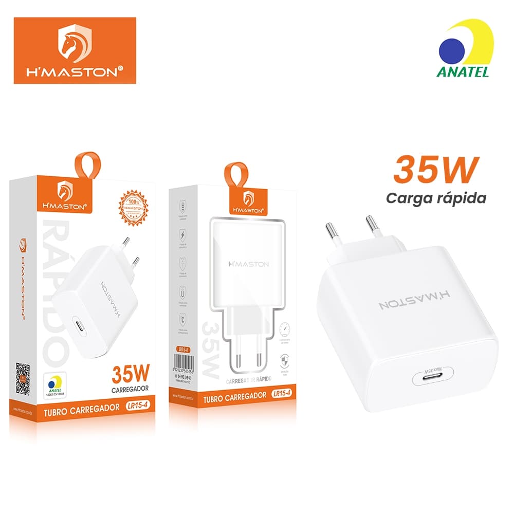 Carregador de Celular Usb c 35W PD Turbo Carregamento Rápido para Tablet iPhone 14 13 Samsung S23 S22 LR15-4