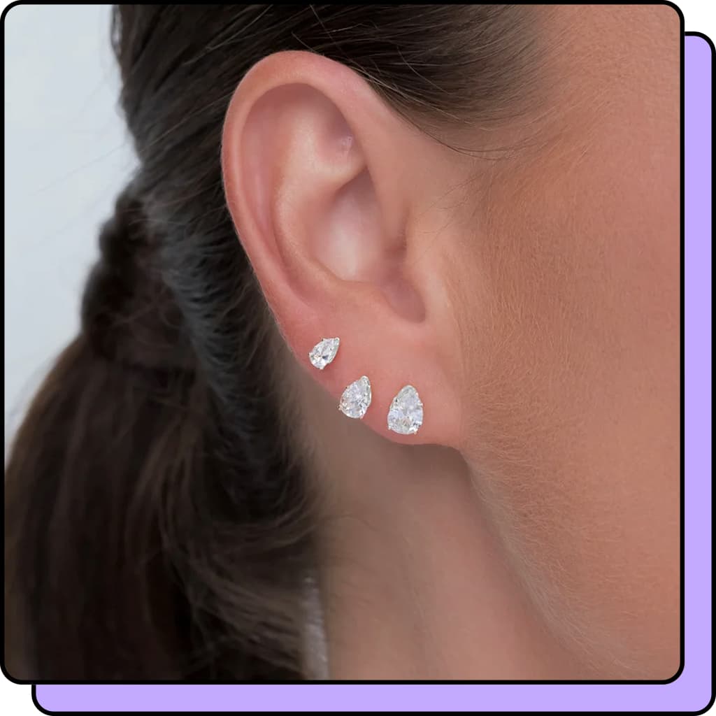 Trio De Brincos Prata 925 Gota Cristal Luz Brinco Feminino Banhado