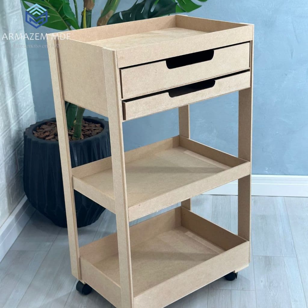 Carrinho Auxiliar Multiuso Prateleira C/Gavetas A4  C/Rodinhas 60cm Envio Rápido