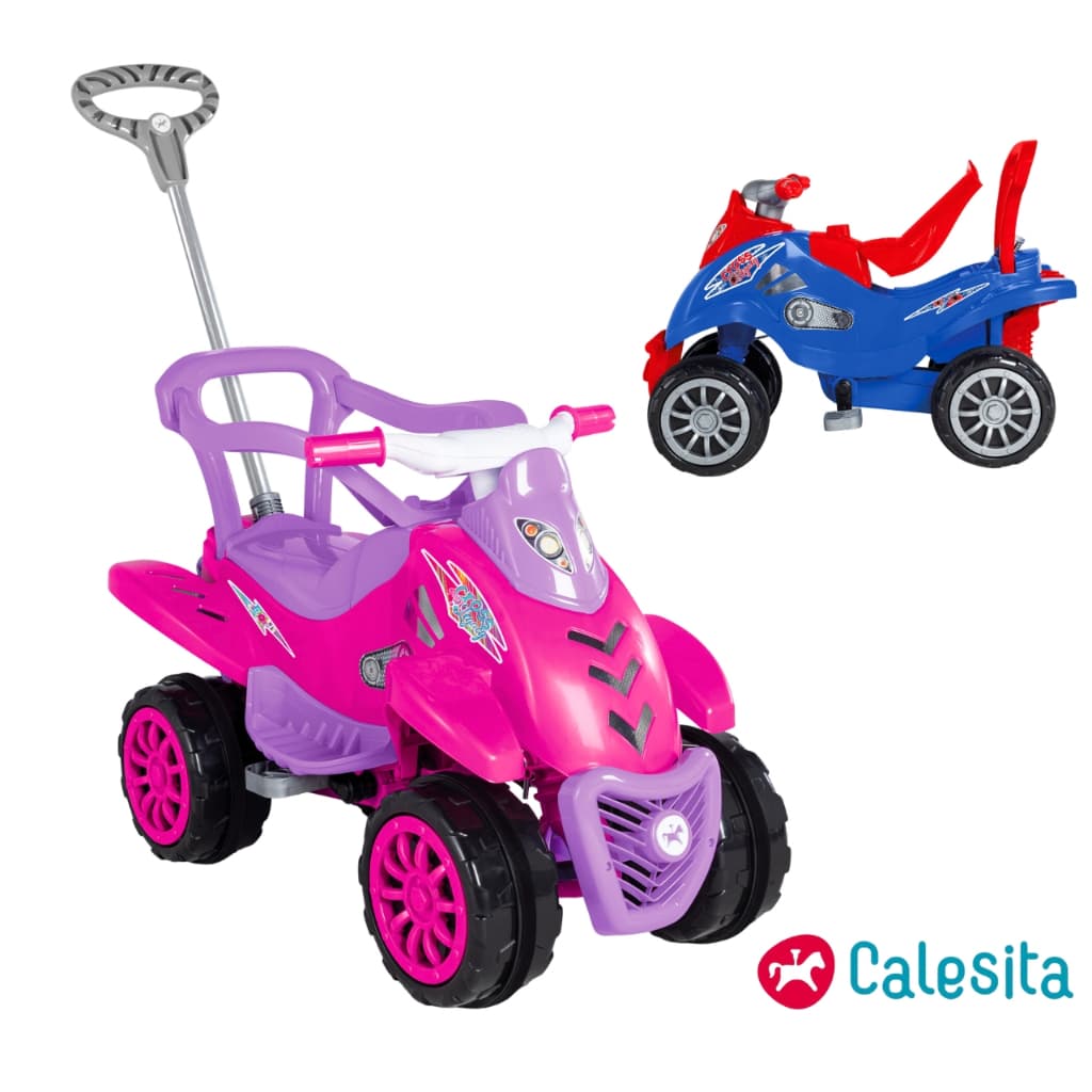 Carrinho De Passeio Quadriciclo Infantil com Empurrador e Pedal Menino Menina Motoca Motinha de Passeio Infantil