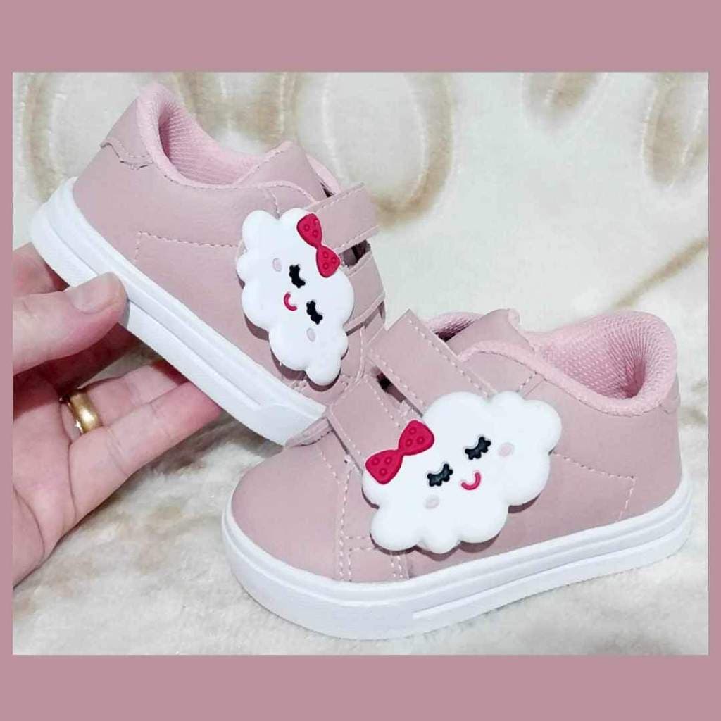 Tênis Nuvem chuva de amor rosa nude infantil Ely menina bebê