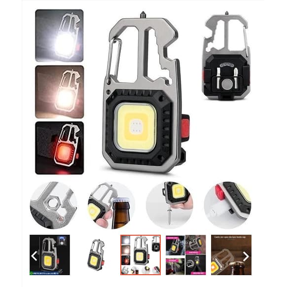 Mini Lanterna LED com Iluminação Ajustável Chave Multifuncional