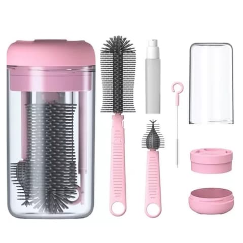 Escova Higiene Lavar 4 em 1 Escova Limpador de Garrafas Mamadeira de Viagem de Silicone E Suporte